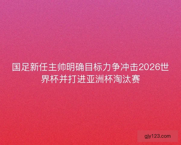 国足新任主帅明确目标力争冲击2026世界杯并打进亚洲杯淘汰赛